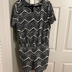 JCrew Navy & White Pattern Romper with Pockets